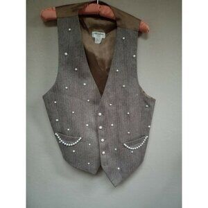 Blondies New York Vintage Vest Herringbone Women's One Size V-Neck Pearl Button